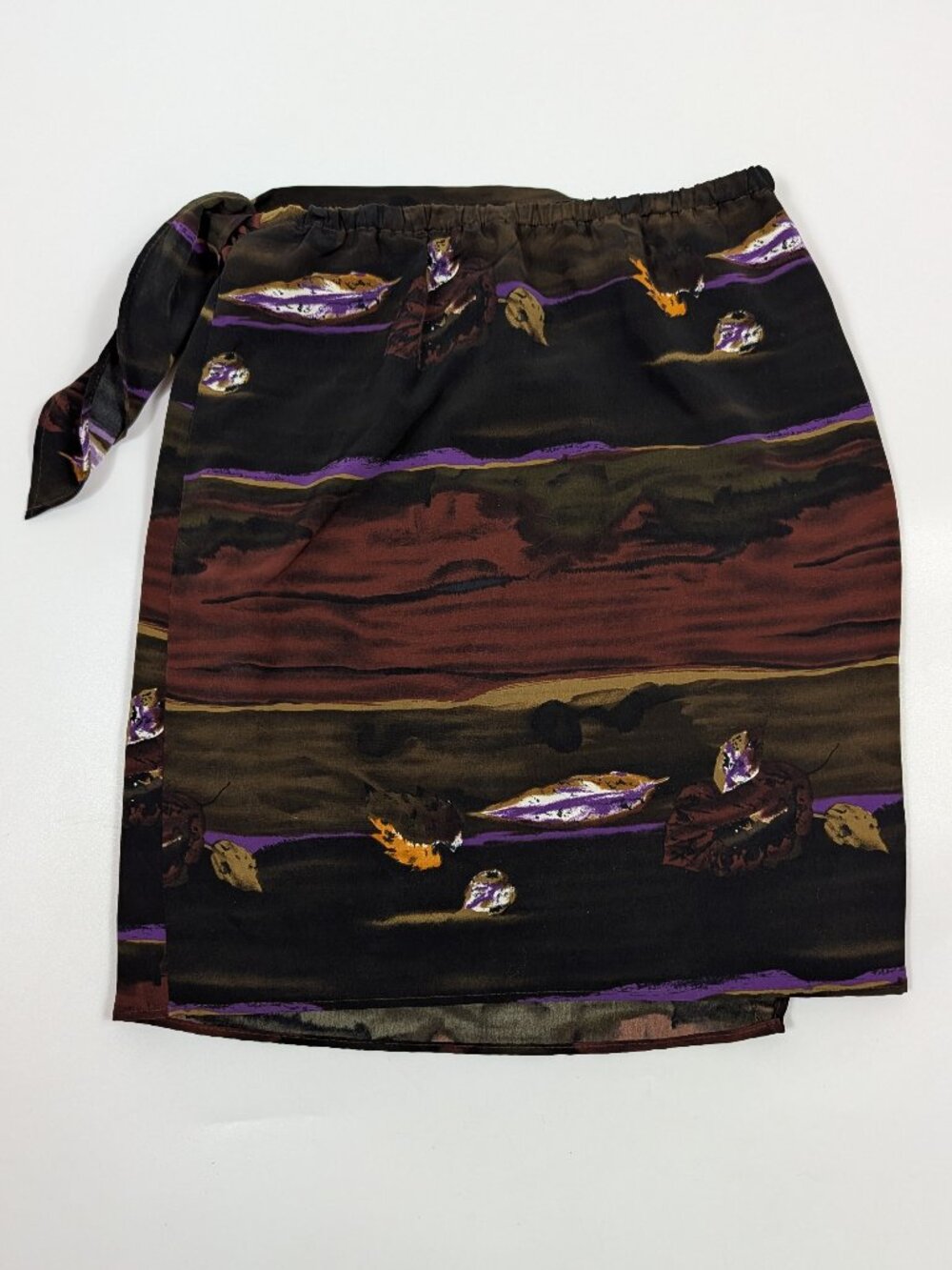 Vintage 80s/90s Gantos Petite Colorful Feather Print Wrap Skirt 2P NWT Boho Chic